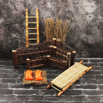  Japanese cuisine sashimi plate decoration Bamboo sushi Bamboo silk woven bamboo fence decoration Barbecue seafood dish plate decoration