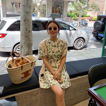 Wxlstudio green floral dress women's 2020 summer long and mid length dress with slim waist