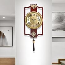 New Chinese hanging clock Living room Home Fashion China Wind timepiece minimalist decoration mute clock solid wood large stone Inn clock