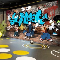 Industrial style retro nostalgic hip hop graffiti three-dimensional 8d wallpaper restaurant bar ktv wallpaper personality art mural