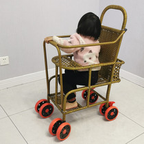 Imitation bamboo rattan preparation summer baby fencing cart rattan knitted bamboo rattan toddler baby children light rattan chair trolley