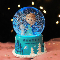 JE ROU automatically rotates under snowflake crystal ball luminous children's Christmas music box girlfriends birthday gift girl