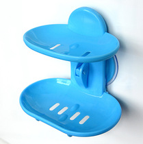 Powerful sucker double soap box wall-mounted drain soap rack-free toilet soap holder soap holder soap holder