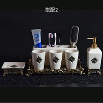 European style simple ice crack bathroom three-piece set bathroom ceramic toiletries toothbrush cup mouthwash Cup kit