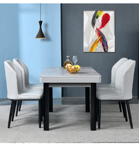 Rock plate dining table household small apartment modern simple folding telescopic belt induction cooker long side table and chair combination