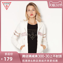 Guess women's letter logo hooded zipper sweater-q84q07r5fc0