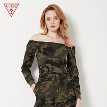 Guess women's solid color splicing lace up jumpsuit-q93d03r8pt0