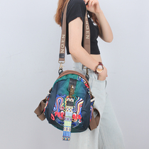 Original double shoulder bag women 2022 spring and summer new printed ethnic wind light backpack Womens fashion tide travel sails cloth bag
