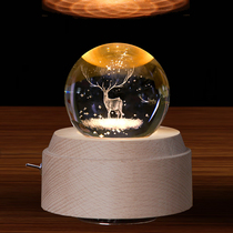 New year elk Crystal Ball Music Box Music Box Music box sound wooden Bluetooth audio birthday gift for girlfriend best friend