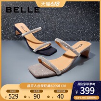 Belle star fairy cool slipper 2020 summer shopping mall New chunky heels with crystal slippers 3qu32bt0