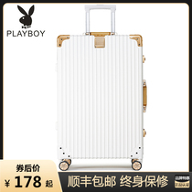 Playboy suitcase aluminum frame trolley case 26 suitcase universal wheel 20 inch password boarding case durable for men and women