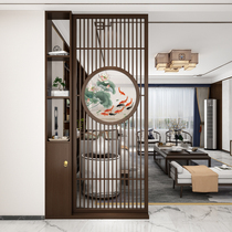 New Chinese style solid wood screen into the house to block the entrance of the wooden grille partition living room bedroom hollow decoration shelf cabinet