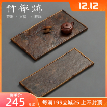 Bamboo Zen trace) Meiliu bamboo tea tray artificial rock paint dry bubble table tray ancient text tea set storage plate