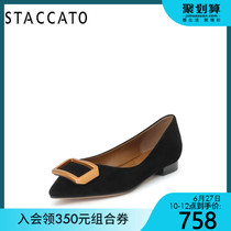 Simatu autumn new low heel pointed cashmere leather shallow flat shoes women's shoes q1903cq9