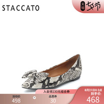 Scarlett autumn new pointed shallow bow casual printed women's single shoes q3608cq9