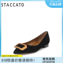 Simatu autumn new low heel pointed cashmere leather shallow flat shoes women's shoes q1903cq9