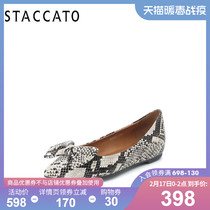 Sigatu 2019 autumn new pointy shallow bow casual print flat sole women's shoes q3608cq9