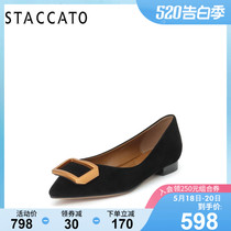 Simatu autumn new low heel pointed cashmere leather shallow flat shoes women's shoes q1903cq9
