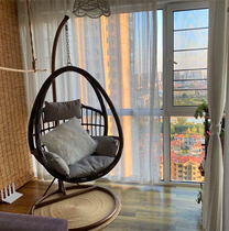 Hanging basket rattan chair Thick rattan household hanging chair Indoor net red swing single hanging chair Lazy birds nest balcony rocking chair cradle