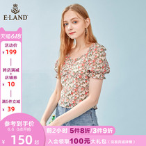 Eland2020 new summer fresh floral short shirt with bubble sleeve women's eebwa66q4i
