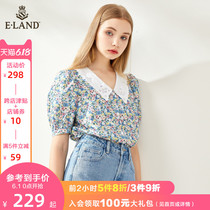 Eland2020 new summer fresh floral baby collar shirt top women's loose and thin eebwa87q4i