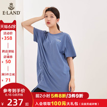 ELAND2020 summer new style side design pleated short sleeve T-shirt women's medium and long EERAA87Q6I
