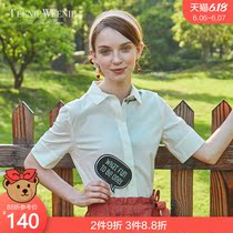 Teenie weenie bear summer women's letter embroidery lace short sleeve shirt trend ttya72491q