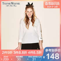 Teenie weenie bear summer women's embroidered cropped seven sleeve shirt top ttba72390q