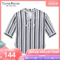 Teenie weenie bear stripe Korean style shirt summer girl fresh ttba72695q