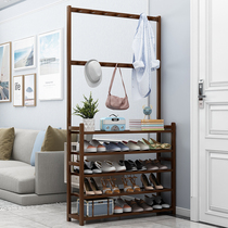 Simple coat rack economical shoe cabinet multi-layer household shoe shelf door bamboo hanging hanger combination storage artifact