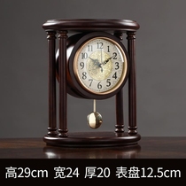 Solid wood retro Chinese style home seat clock pendulum piece old-style desktop clock European style living room clock desktop big old clock