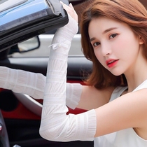 Ice Silk sunscreen gloves female long thin hand cuff summer half finger hand cuff drive cycle