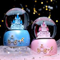 Dream Castle Water Crystal Ball Rotating Octaonic Box Snowflake Decorations Pendulum to send girl little girls birthday present 3d