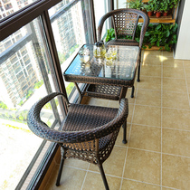 Rattan Chair Three Sets Outdoor Patio Outdoor Modern Minima Casual Table And Chairs Combined Tea Table Rattan with small table and chairs