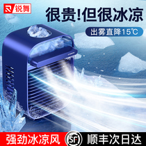 Rave small fan usb small student dormitory silent office Summer desktop electric fan Portable mini small air conditioning and refrigeration artifact Bed with water-cooled spray ice mist table humidification