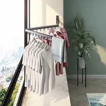 Wall-mounted drying rack folding balcony bay window indoor clothes rod telescopic small apartment quilt artifact 1127W