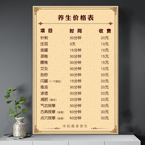 Massage shop price list custom moxibustion cupping price list shoulder neck foot massage traditional Chinese medicine health poster hanging picture