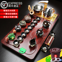 Tea set set household solid wood living room tea tray fully automatic One ceramic bubble teapot whole set of tea table induction cooker