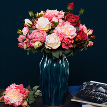 High-end Rose Peony Bouquet Fake Flower Emulation Floral Furnishing Living-room Floral Decorated with High-end Silk Flower Decoration Floral