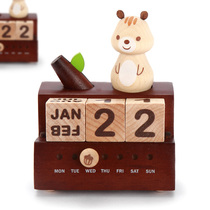 jeancard wooden music box music box girl children's birthday Christmas gift squirrel perpetual calendar rotation