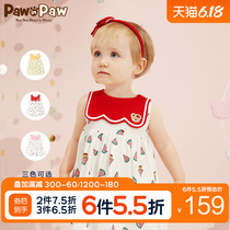 Pawinpaw cartoon cub children's wear 2020 new summer baby girl sleeveless dress tank top skirt watermelon banana