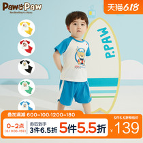 Pawinpaw cartoon cub children's clothing 2020 new baby boys and girls set fashion two piece set Short Sleeve T baby