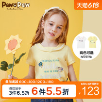 Pawinpaw cartoon cubs 2020 new summer girls short sleeve T-shirt printed Navy sweet