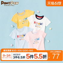 Pawinpaw cartoon cub children's wear 2020 new summer baby boys and girls short sleeve T-shirt printed westernized top