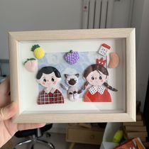 Xiaohongshu Q version customized soft pottery clay doll photo frame three-dimensional character creative couple gift Valentine's Day birthday