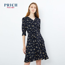 Prich2020 autumn new floral waist collection elegant lady dress prowa3720q