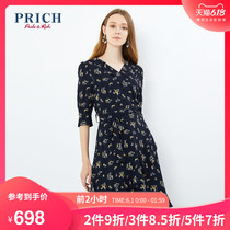 Prich2020 autumn new floral waist collection elegant lady dress prowa3720q