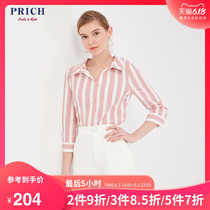 Prich women's fashion Stripe Shirt commuter women's seven sleeve shirt pryw92403q