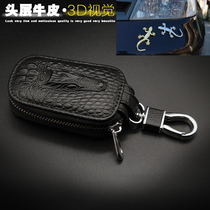 2022 new promotion Vertical double color crocodile pattern cow leather male car key bag sleeve zipped multifunction waist hanging