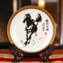 Jingdezhen ceramic pastel horse to success plate hanging plate flower plate Chinese classical home furnishings
